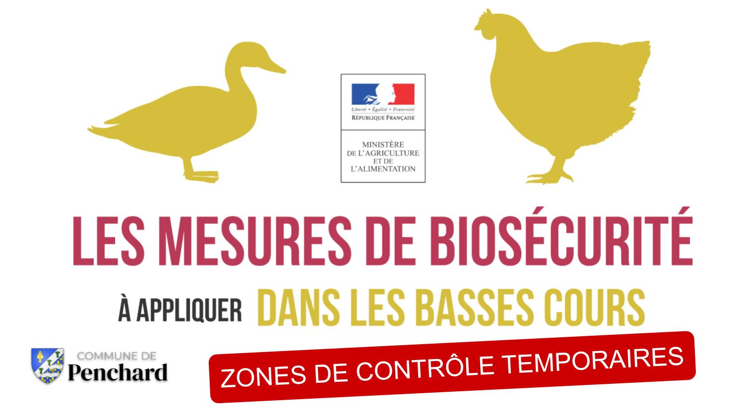 Influenza aviaire : Zones de Contrôle Temporaires