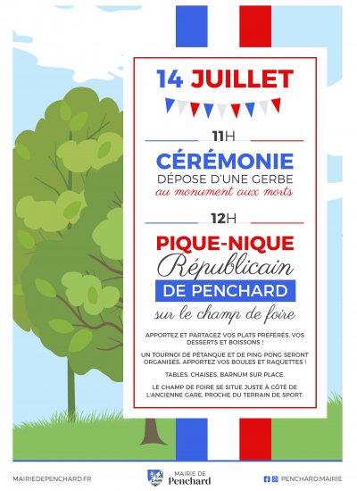 Affiche pique-nique républicain 14 juillet