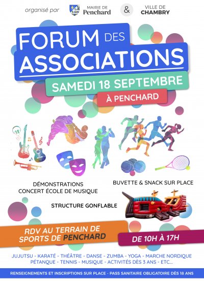 Forum des associations samedi 18 septembre 2021 de 10h à 17h sur le terrain de sports de Penchard