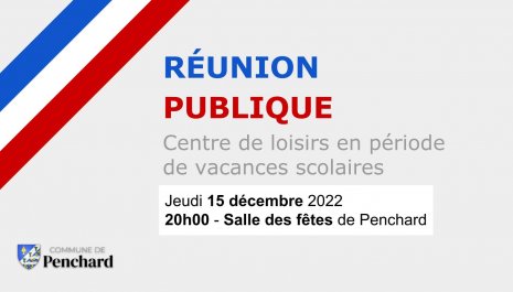 RÉUNION PUBLIQUE - Centre de loisirs en période de vacances scolaires