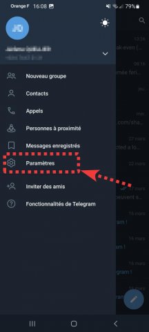 Paramétrage confidentialité Telegram